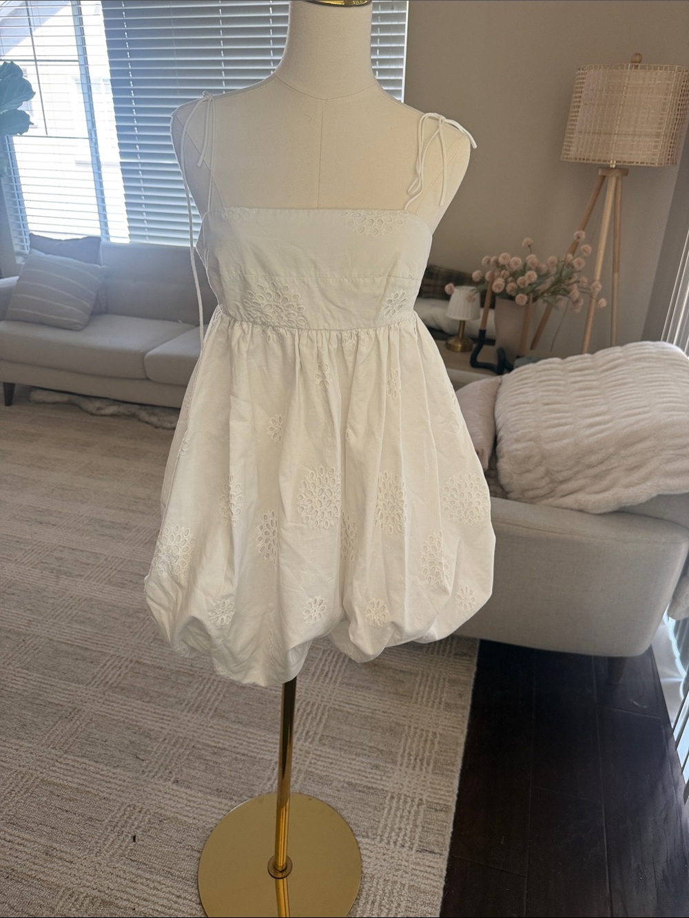 Zara White Eyelet Bubble Dress